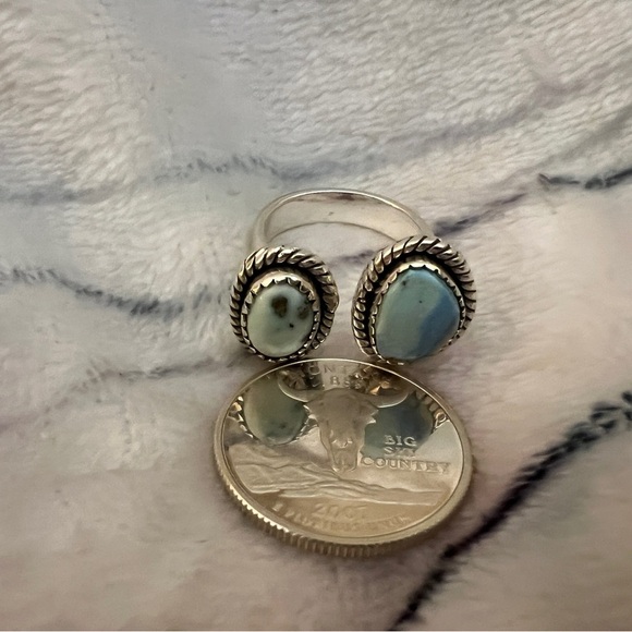 ❤️ Golden Hills Turquoise Palomino Variscite 925 By-Pass Ring Adj 7 Navajo - Picture 9 of 12